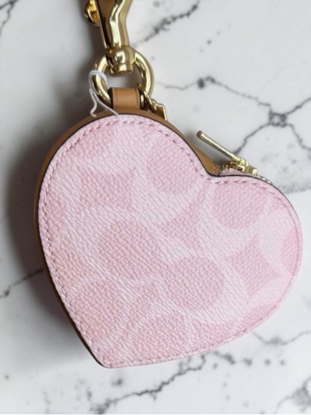 Coach Heart Coin Pouch Keychain - Powder Pink NWT!